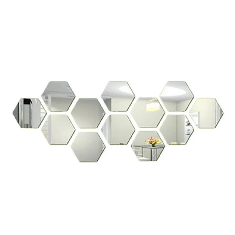 6/12pcs 3D Hexagon Mirror