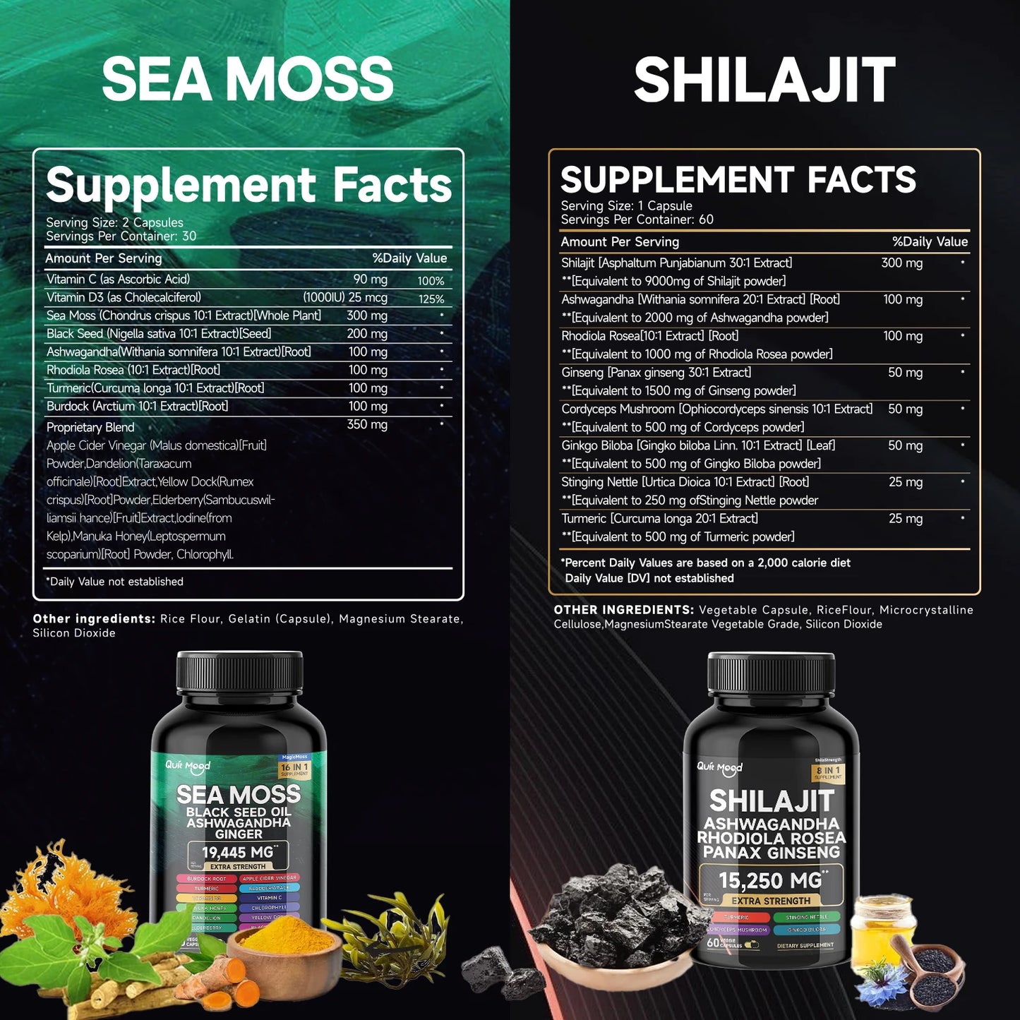 Sea Moss and Shilajit Bundle 120 capsules