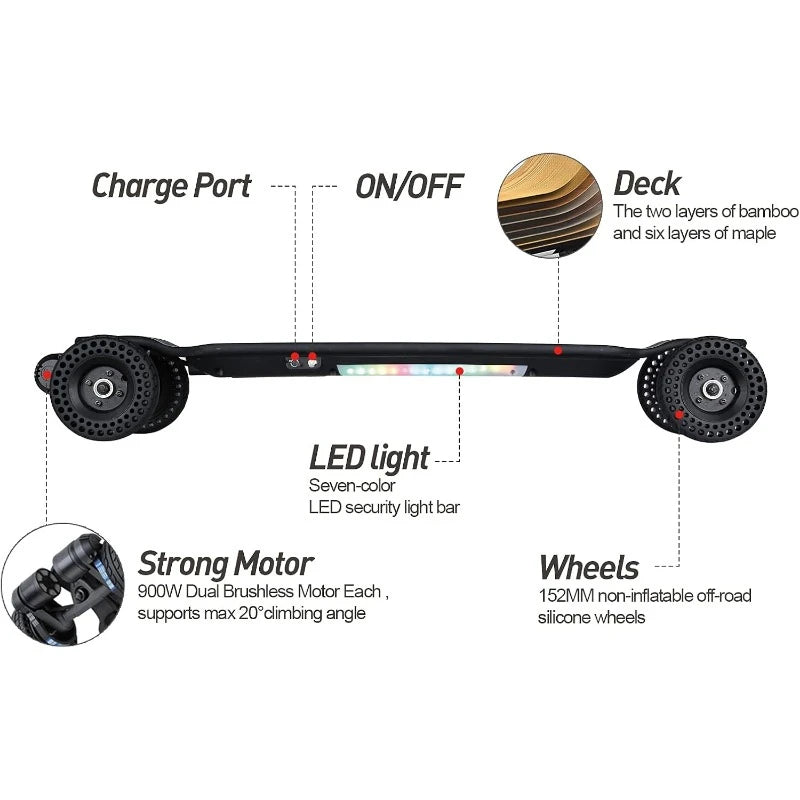 Electric Skateboard Longboard 4 speeds